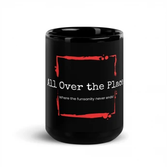 All Over the Place Black Glossy Mug